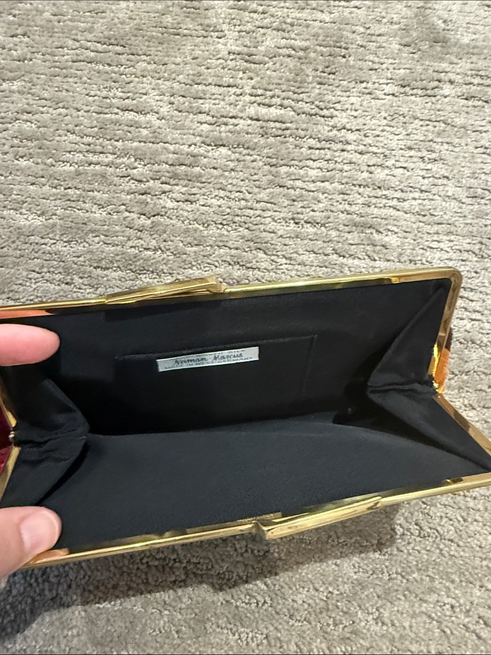 Vintage Neiman Marcus Hand Woven Silk Multicolor Striped Frame Clutch - Picture 4 of 9